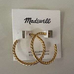 New! $34 Madewell Gold Puffed Rope Large Hoop Earrings